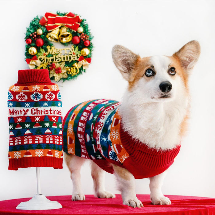 Suéter navideño con cuello alto para mascotas