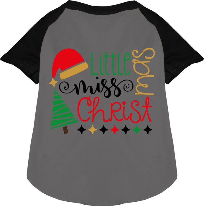 Little Miss Christmas Pet Raglan Shirt