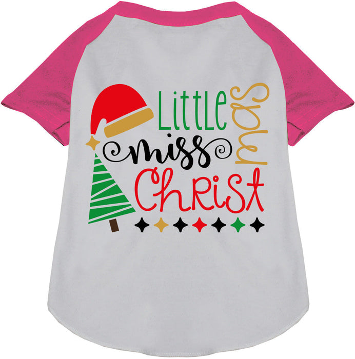 Little Miss Christmas Pet Raglan Shirt