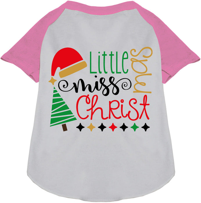 Little Miss Christmas Pet Raglan Shirt