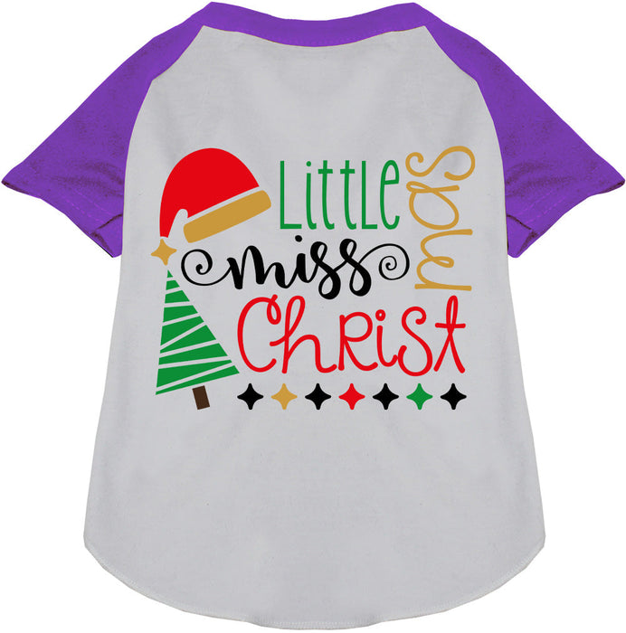 Little Miss Christmas Pet Raglan Shirt