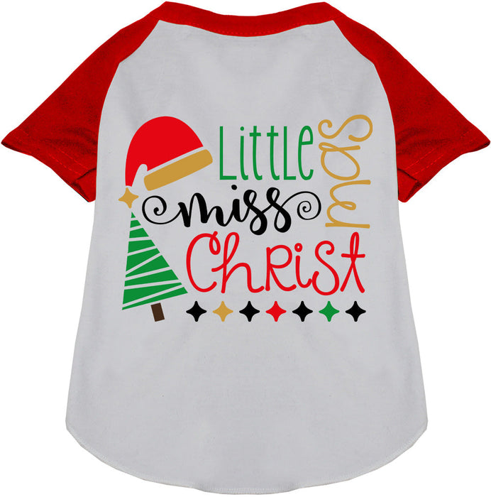 Little Miss Christmas Pet Raglan Shirt