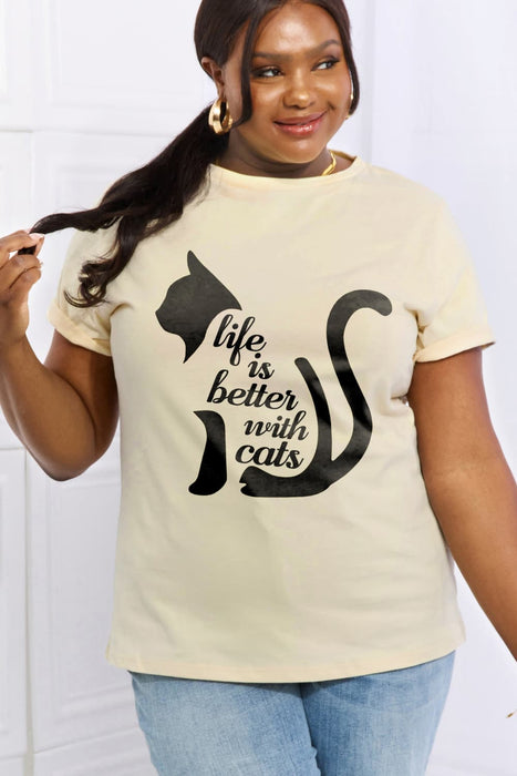 LIFE IS BETTER WITH CATS Graphic Cotton Tee - NALA'S Pet Closet