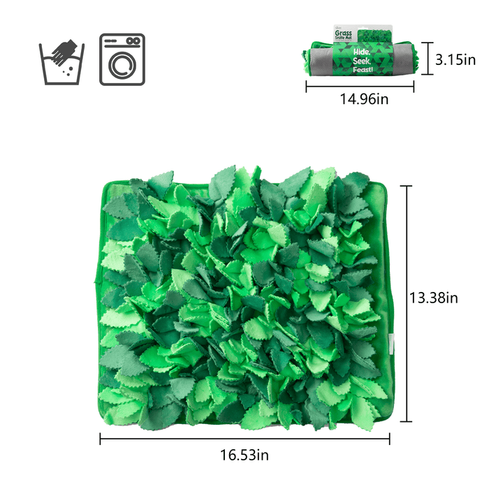 Dog Puzzle Grass Sniffle Mat - Hide, Seek, Feast! (Green)