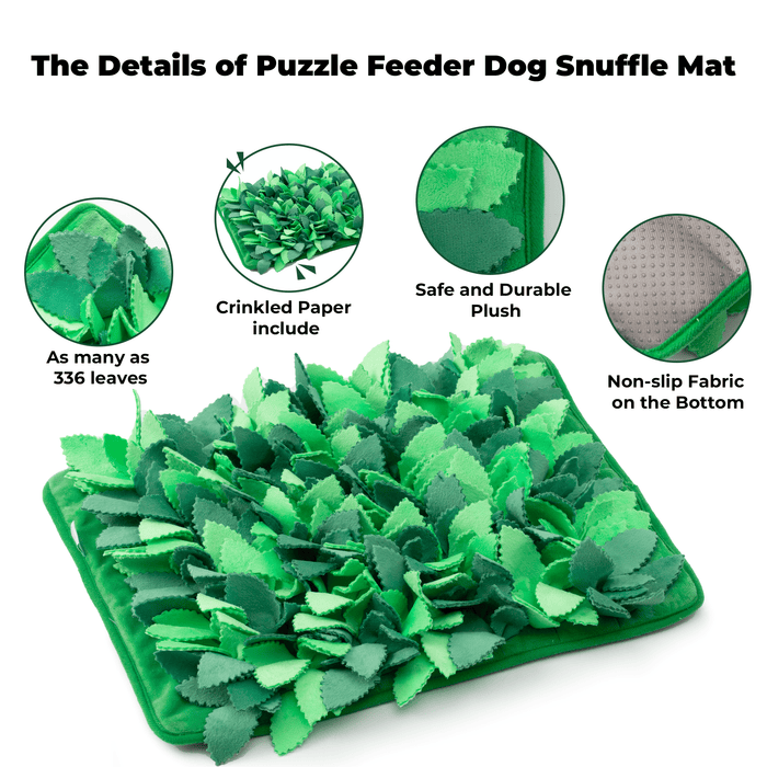 Dog Puzzle Grass Sniffle Mat - Hide, Seek, Feast! (Green)