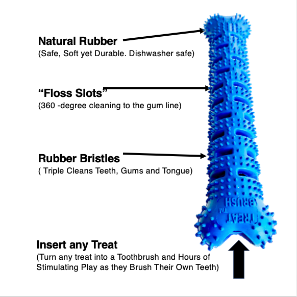 Large Natural Rubber Bone Toothbrush Toy Over 25 Lbs