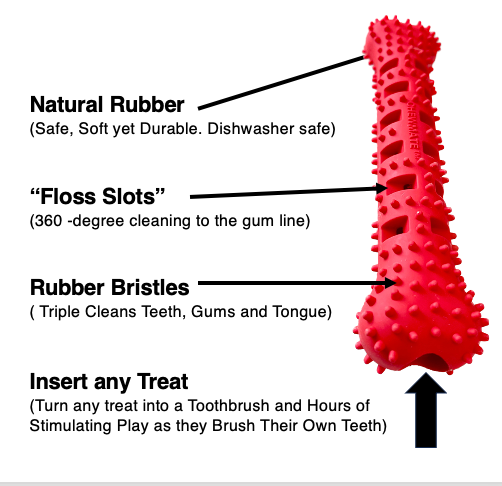 Natural Rubber Bone Toothbrush Toy 25 lbs and under