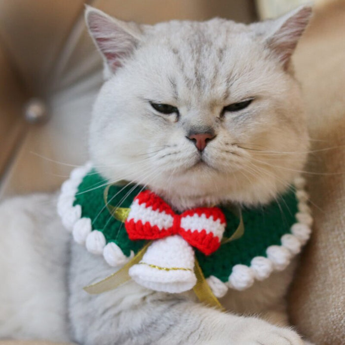 Christmas Pet  Knitted Bow Collar - NALA'S Pet Closet