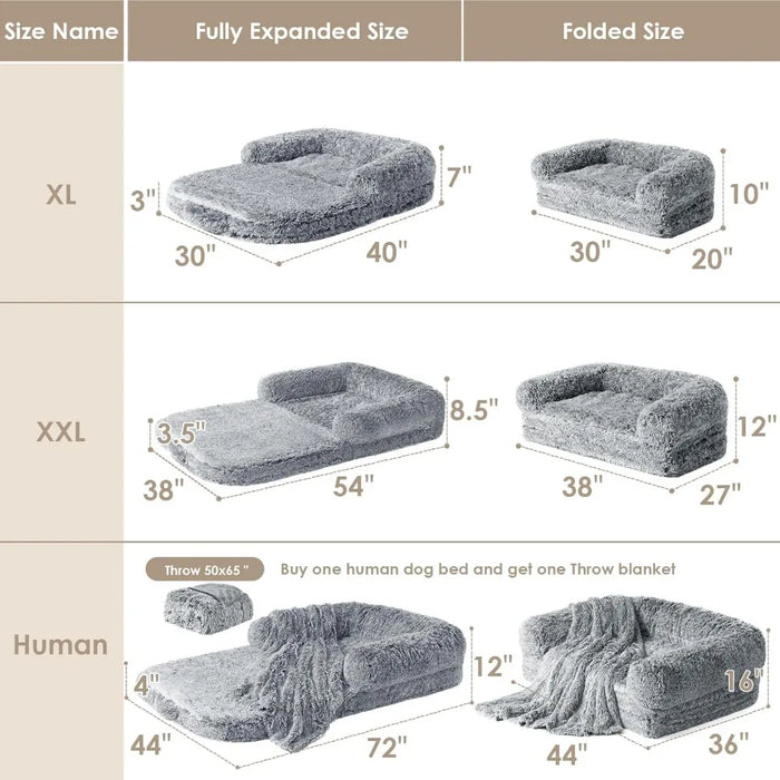 Extendable Pet Sofa Bed 72"x44"x12"