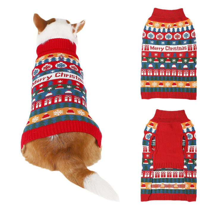 Suéter navideño con cuello alto para mascotas