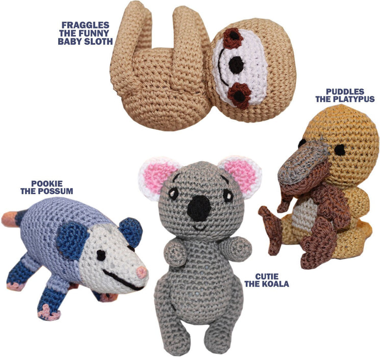 Knit Knacks Organic Cotton Pet Toys, "Aussie Friends Group"