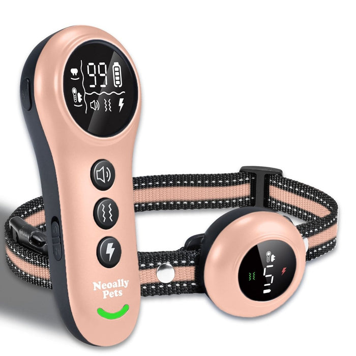 NeoAlly 2-in-1 Dog Training & Bark Control Collar | Automatic Barking Detection, Remote Shock, 5-150lbs Dogs | Rechargeable, Waterproof