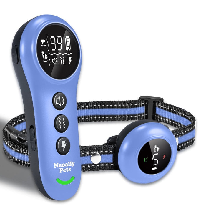 NeoAlly 2-in-1 Dog Training & Bark Control Collar | Automatic Barking Detection, Remote Shock, 5-150lbs Dogs | Rechargeable, Waterproof