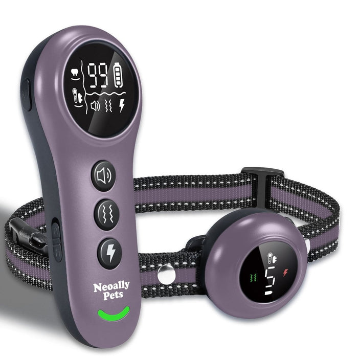 NeoAlly 2-in-1 Dog Training & Bark Control Collar | Automatic Barking Detection, Remote Shock, 5-150lbs Dogs | Rechargeable, Waterproof