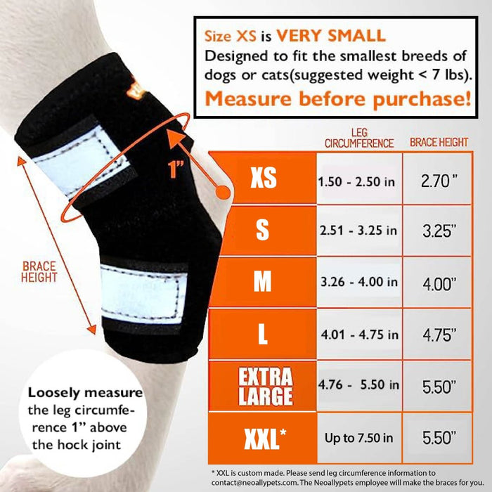 NeoAlly Rear Leg Hock Brace - Metal Spring Strips for Small Dogs [Short Version] (Pair)
