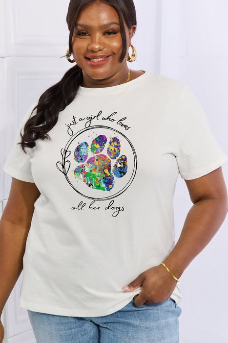 JUST A GIRL WHO LOVES  ALL DOGS Graphic Cotton Tee - NALA'S Pet Closet