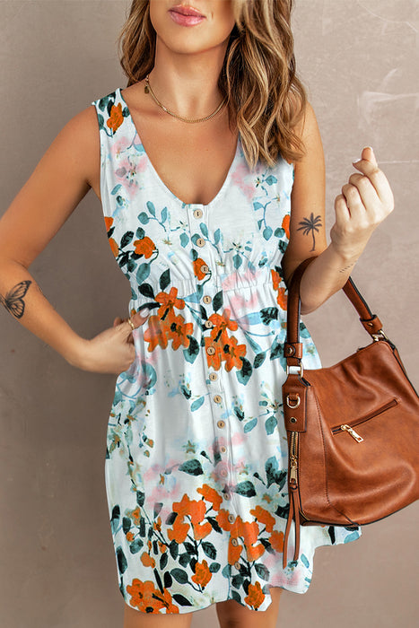 Floral Print Button Down Dress - NALA'S Pet Closet