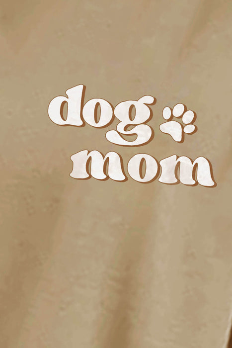 Sudadera con estampado DOG MOM y hombros caídos con cuello redondo