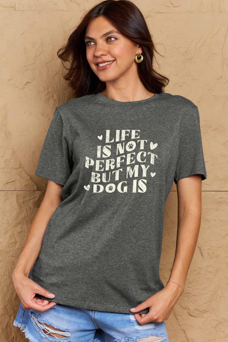 Camiseta de algodón con estampado de eslogan de perro