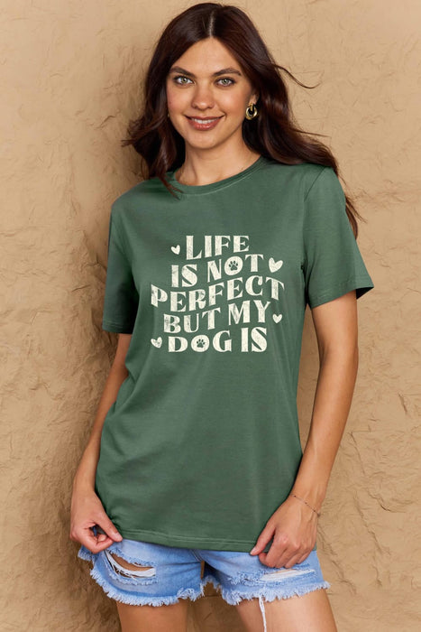 Dog Slogan Graphic Cotton T-Shirt