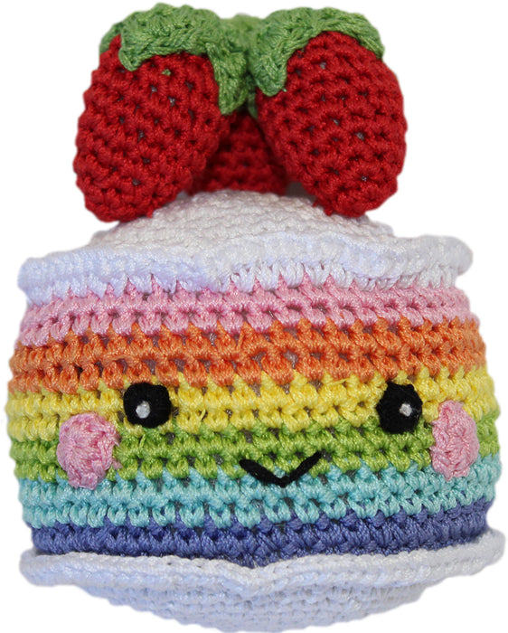 Juguete para perros pequeños de algodón orgánico Knit Knacks Rainbow Cake