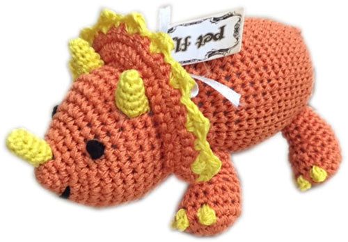 Knit Knacks Bop The Triceratops Organic Cotton Small Dog Toy