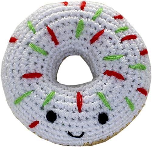 Knit Knacks Christmas Donut Juguete para perros pequeños de algodón orgánico