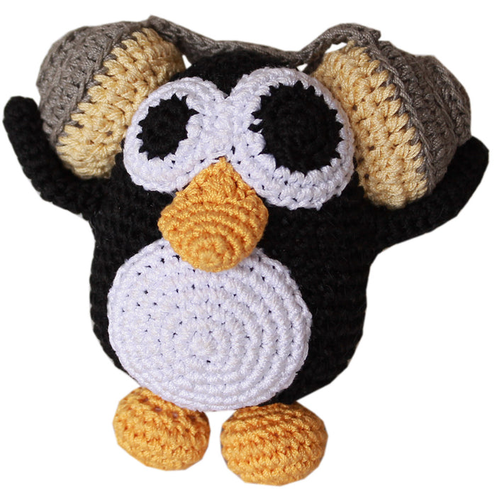 Knit Knacks Hipster Penguin Organic Cotton Small Dog Toy