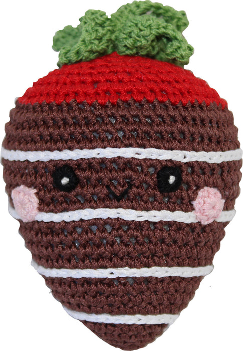 Knit Knacks Milk Chocolate Strawberry Organic Cotton Small Dog Toy