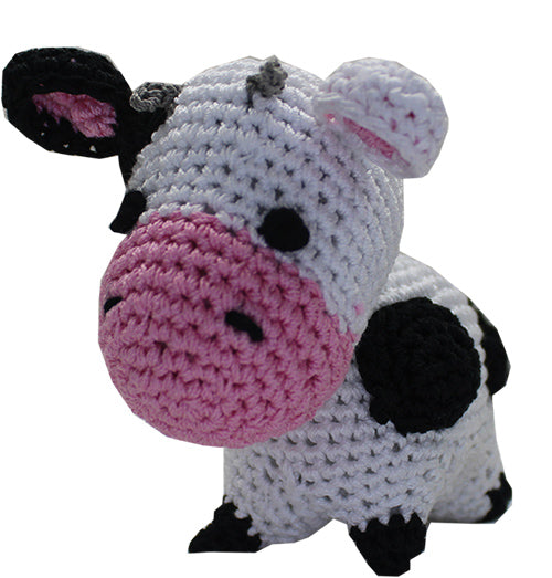 Knit Knacks Molly Moo The Cow Organic Cotton Small Dog Toy