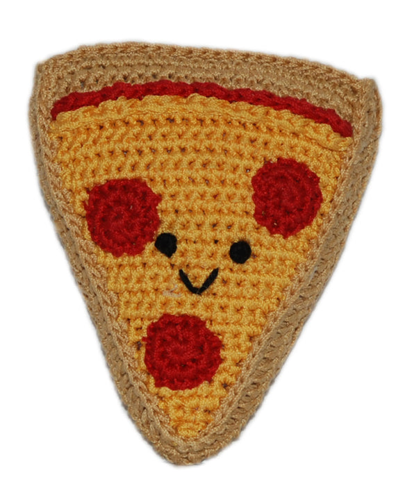 Juguete para perros pequeños de algodón orgánico Knit Knacks Pizza