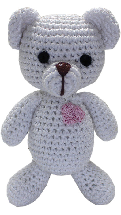 Knit Knacks Teddy The White Bear Organic Cotton Small Dog Toy