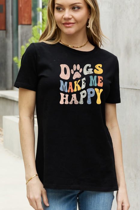 DOGS MAKE ME HAPPY Graphic Cotton Tee - NALA'S Pet Closet